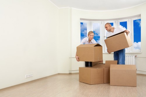 Packed boxes and protective wrapping ready for a Battersea house removal